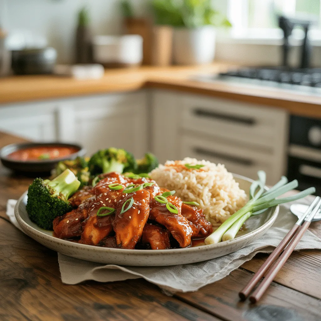 Korean BBQ Chicken with Jasmine Rice & Broccoli - chefsavory.com